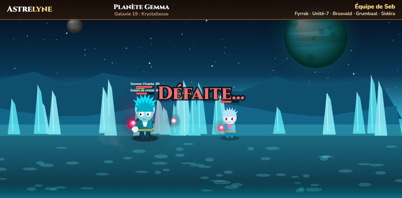 Seb : défaite sur la planète Gemma