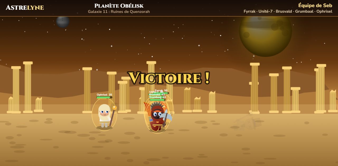 Seb : victoire ★★★ sur la planète Obélisk