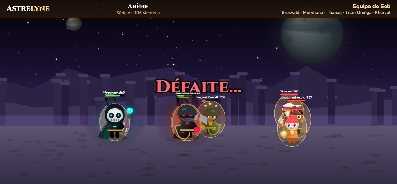 Seb : défaite dans l’arène