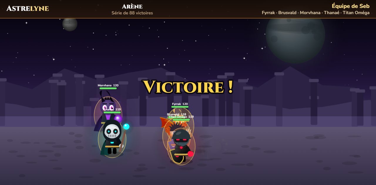Seb : victoire ★★★ dans l’arène