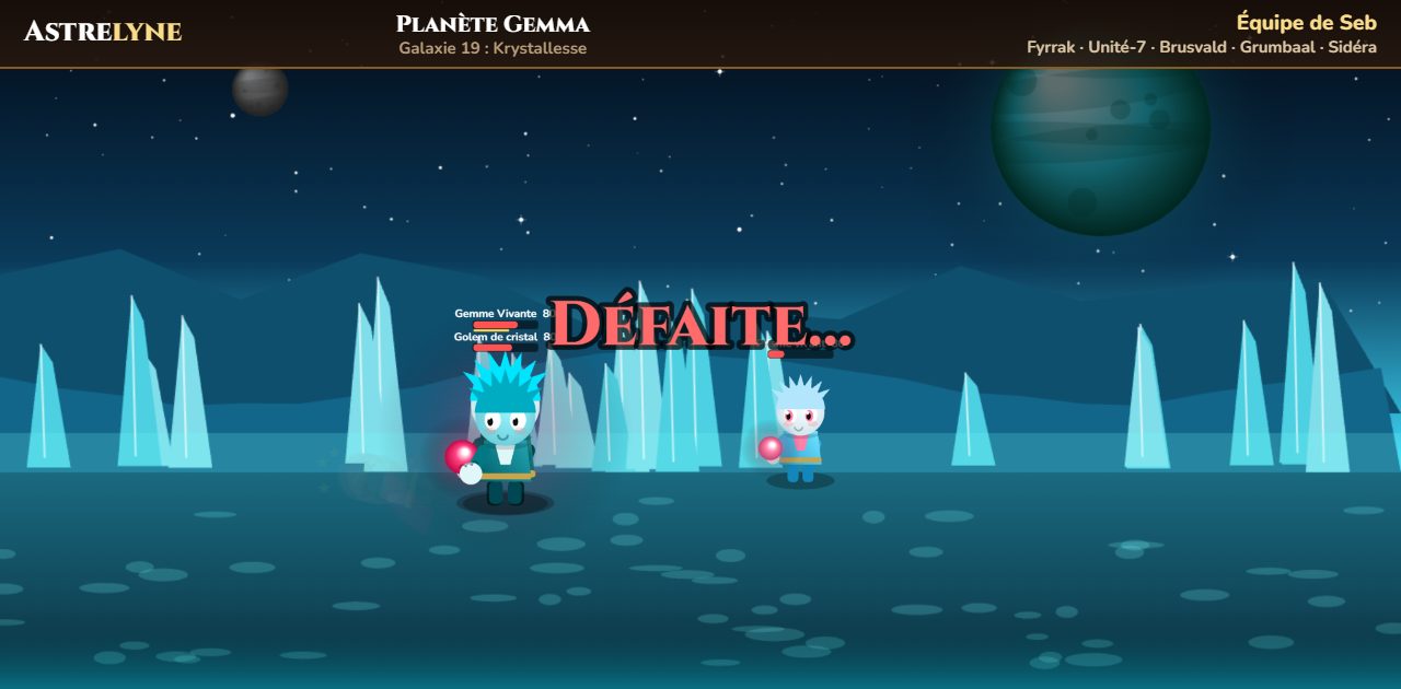 Seb : défaite sur la planète Gemma