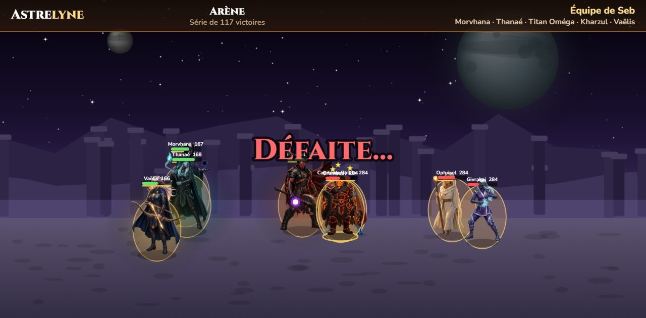 Seb : défaite dans l’arène